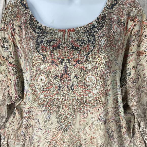 Time and Tru Tunic Top Womens Plus XXXL / 22 Paisley Animal Print Bohemian Flowy - Picture 2 of 8